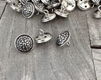 6 Stück Metallknöpfe Dirndlknöpfe – Silber, 19 Mm, Filigranes Muster, Made In Germany