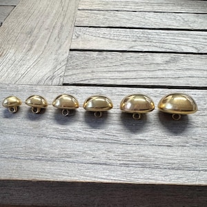 6 Stück gold glänzend Halbkugel Metall Knöpfe mit Öse in 6 Grössen