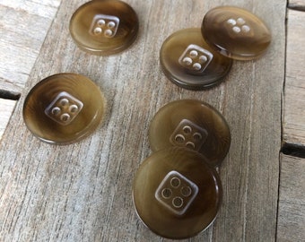 6 Stück Büffelhorn Knöpfe braun leicht transparent 4 boucles en 15 mm, 17 mm ou 22 mm