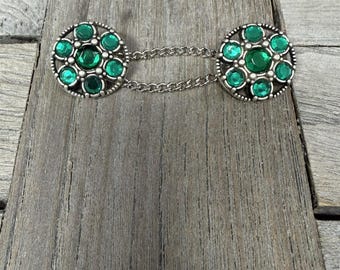 1 Stück toller Schmuck Knopf Ketten Verschluss aus Metall mit grün Acryl-Stein Kette 50mm