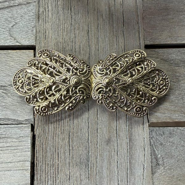 elegante altgold Trachtenschliesse 100mmx40mm