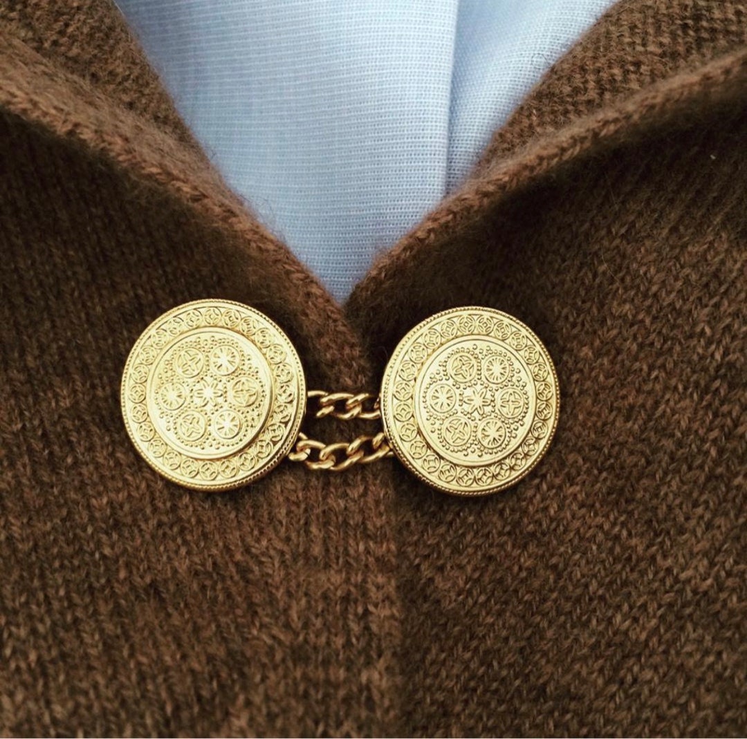 3 Knopfpaare Zum Annähen – Gold Glänzend, 18 Mm, Mit Kettchen, Made In Germany