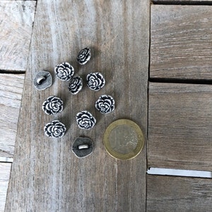 10 Stück Rose Knöpfe altsilber aus Metall Blume Motiv 12 mm bild 3