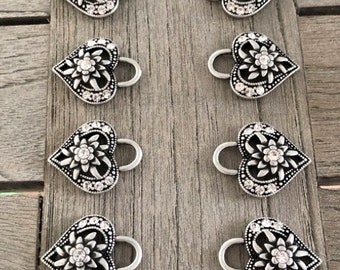 8 Stück altsilber Miederösen aus Metall Edelweiss mit Strass-Steinen für Dirndl Tracht 27mm x 22mm