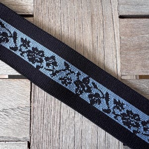 Schwarz Blau Gummiband Band elastisch dehnbar 4cm breit Borte Blume Ranke