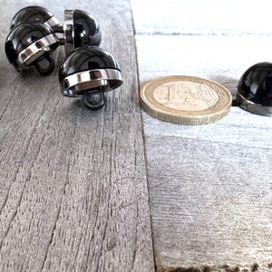 10 Stück Ösenknöpfe schwarz glänzend Halbkugel 15mm