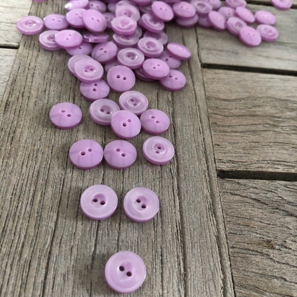 10 Stück kleine lila violett Blusen Hemden Knöpfe 2 Loch Kunststoff 11mm