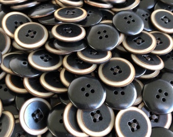 10 Stück echt Steinnuss Knöpfe schwarz braun mit hellem Rand Flach 4Loch in 11 mm、15 mm or 20 mm