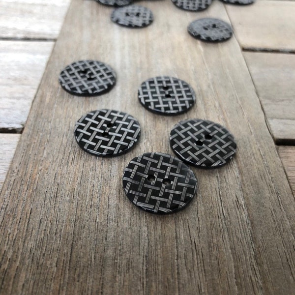 5 pièces de boutons en nacre laqués noir avec carreaux 17 mm ou 19 mm