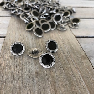 10 Stück altsilber mit schwarz kleine Knöpfe aus Metall 13mm afbeelding 1