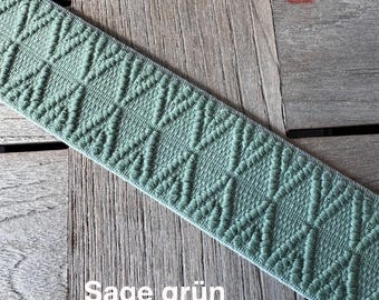Grün Gummiband Band elastisch dehnbar 4cm breit Sage grün Borte strukturiert
