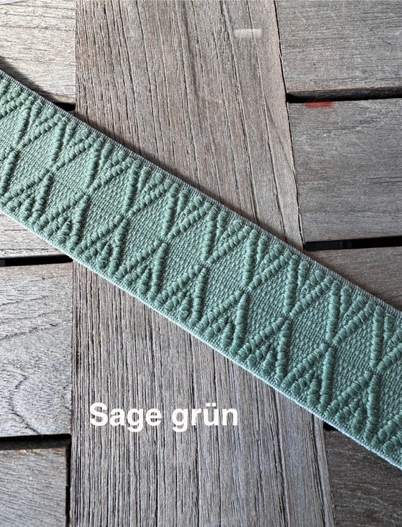 Grün Gummiband Band elastisch dehnbar 4cm breit Sage grün Borte strukturiert