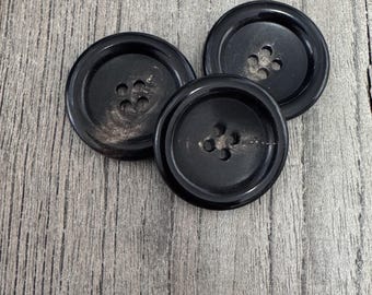 10 Stück echt Horn Knöpfe schwarz braun flach 4Loch in  15mm, 20mm, 22mm oder 25mm