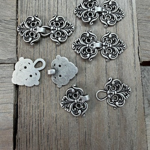 5 Stück kleine silber Metall Verschlüsse zum Annähen 37mmx20mm