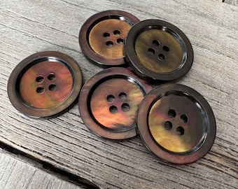 5 Stück echt Perlmutt braun schimmernde 4Loch Knöpfe 15 mm, 20 mm eller 23 mm