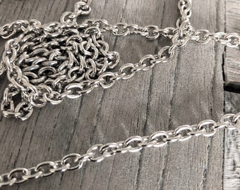 ミーダーケット シルバー アンティーク ケッテンシュテュック 1,5 m lang 安定した Kette aus Metall