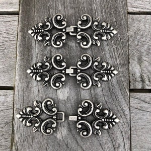 3 Stück flache Metall Zierverschlüsse Verschluss zum Annähen 60mmx25mm