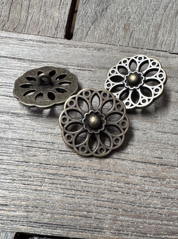 6x Trachtenknöpfe Aus Messing – Edelweiß-Motiv, 15 Mm, Made In Germany