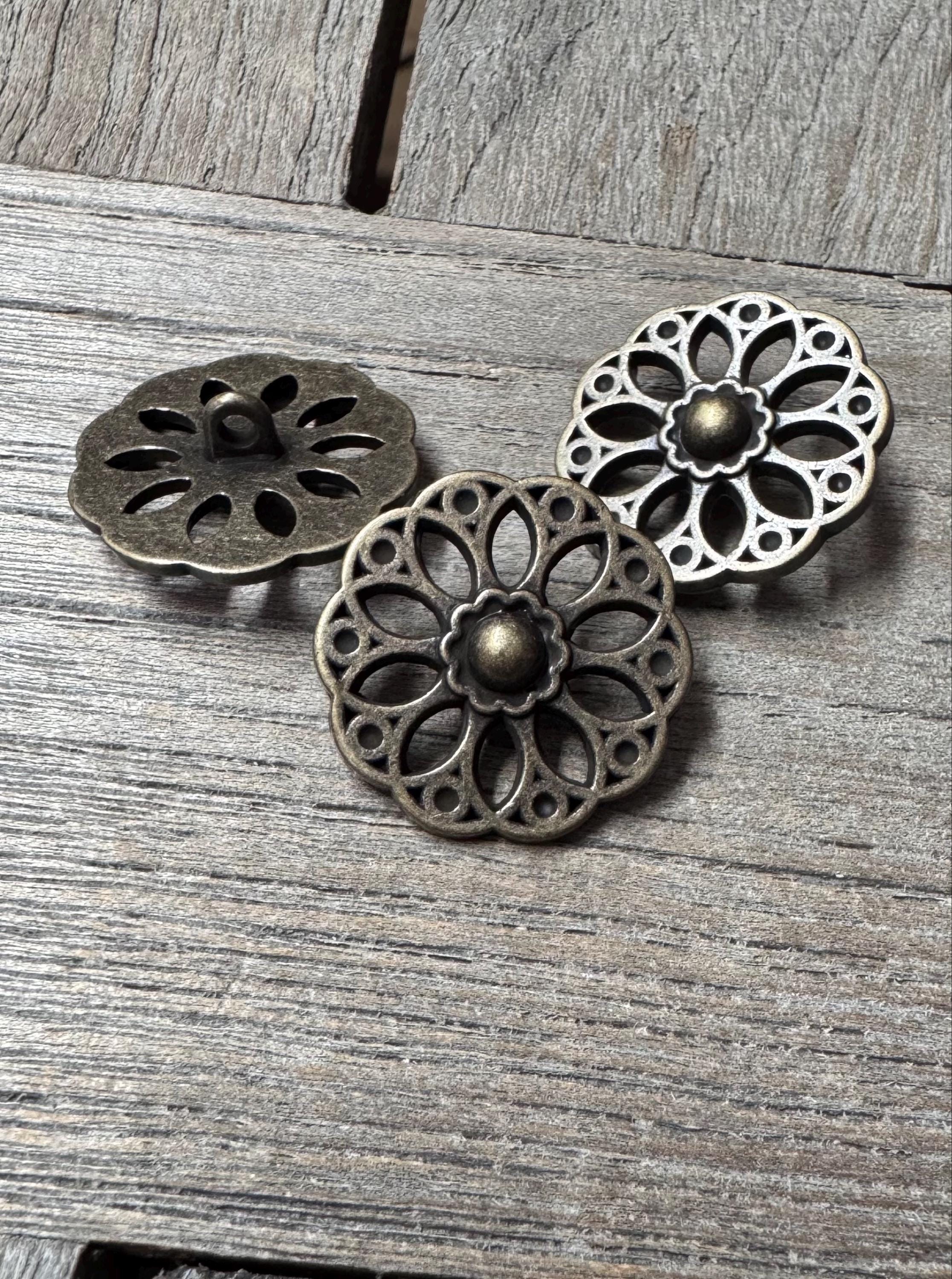 6x Trachtenknöpfe Aus Messing – Edelweiß-Motiv, 15 Mm, Made In Germany