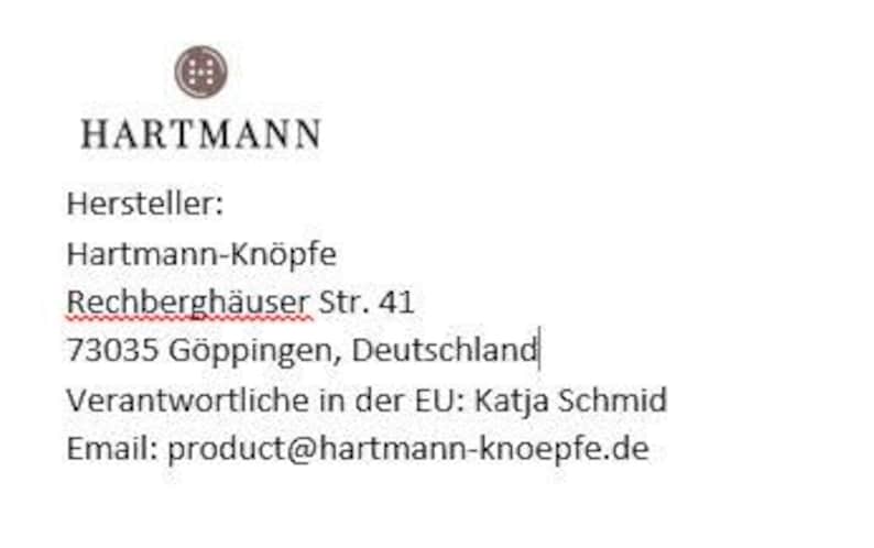 May include: The image displays the HARTMANN logo and contact information. The text includes the company name, address, and email. The logo is a circular design with a button-like appearance.