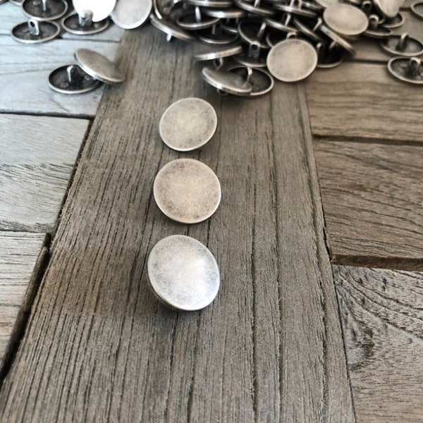 10 piezas de plata mate color flache Metall Knöpfe schlicht en 10 mm, 15 mm, 18 mm, 20 mm, 22 mm o 25 mm