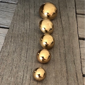 6 Stück gold glänzend Halbkugel Metall Knöpfe mit se 11 mm, 13 mm, 16 mm, 18 mm, 23 mm image 1