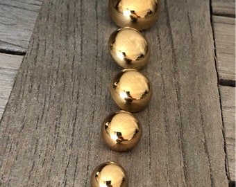 6 Stück gold glänzend Halbkugel Metall Knöpfe mit se 11 mm, 13 mm, 16 mm, 18 mm, 23 mm