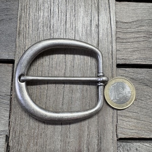 1 Stück große Gürtelschnalle Metall silber matt 6,5cm x 5,8cm für 3 cm breite Gürtel