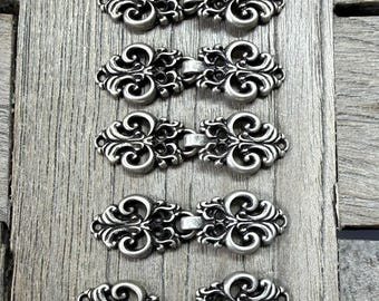 5 Stück kleine silber Metall Verschlüsse zum Annähen 37mmx20mm