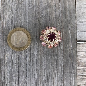 1 Stück rosa und lila Glitzer Strass Metall Knopf Schmuckknopf 22mm image 3