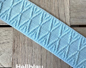 Hellblau Gummiband Band elastisch dehnbar 4 cm Breit Borte strukturiert