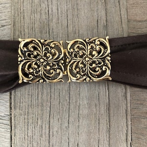 kleine, eckige Trachtenschliesse altgold farben 55 mm x 27 mm, Steg 20 mm