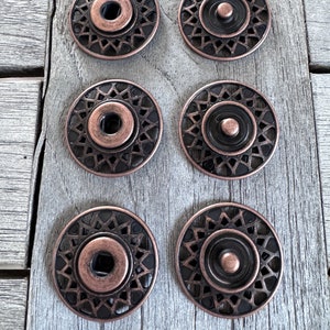 3 Stück große und stabile antik kupfer farben  matt Metall Druckknöpfe zum Annähen 27mm