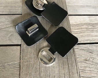 2 Stück schwarz und silber Dreh Verschluss Lederimitat zum Annähen Tasche Rucksack