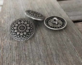 10 Stuk zilver Metallknöpfe senknöpfe mit lochern und Blüten 17 mm of 22 mm