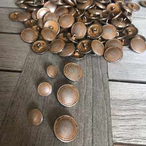 10 Stück coole Metall Ösenknöpfe silber mit braun /orange wie rostig 11mm oder 18mm