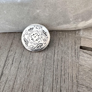 6 Stück silber glänzend flach Metall Knöpfe 25mm (1 inch) Ösenknopf