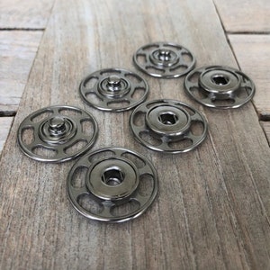 3 Stück rund stabil Druckknöpfe silber grau aus Metall zum Annähen 18mm oder 24mm