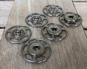 3 Stück round stabil Druckknöpfe silver grau aus Metall zum Annähen 18 mm oder 24 mm