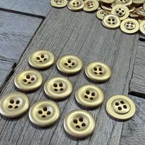 10 Stück gold Metall Knöpfe 4 Loch 10mm (0.4inch), 15mm (0.6inch) oder 18mm (0.7inch)