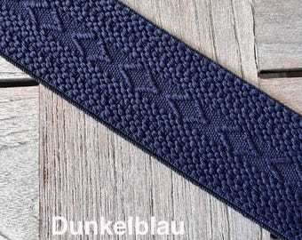 Dunkelblau Gummiband Band elastisch dehnbar 4cm breit blau Borte strukturiert