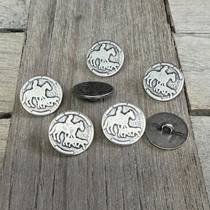 10 stuks zilverkleurige metalen pennen 18 mm met Pferd Reiter Hund