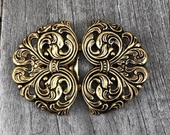 wunderschöne gold antik Trachtenschliesse für Dirndl Tracht 58 mm x 42 mm (1 szt.)