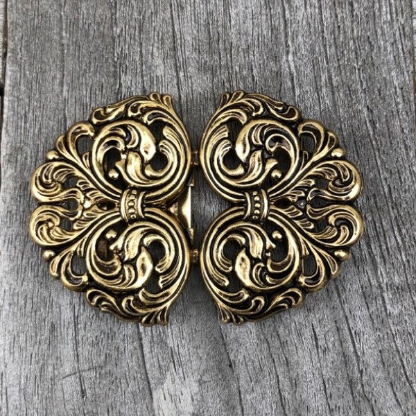 wunderschöne gold antik Trachtenschliesse für Dirndl Tracht 58mm x 42mm (1 Stück)