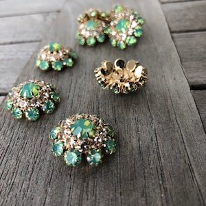 1 Stück hellgrün Glitzer Strass Metall Knopf Schmuckknopf 22mm