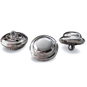 6 Stück silber glänzend Halbkugel mit Rand Metall Knöpfe mit Öse 16mm oder 18mm