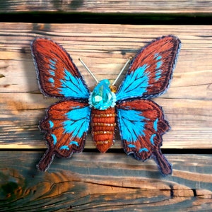 Butterfly brooch pin Brooches for women Insect jewelry Unique jewelry for woman Embroidery brooch  Insect beaded jewelry Insect brooch pin