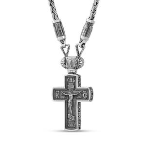 Men’s Orthodox Cross Necklace | Sterling Silver 26” Chain | Handmade Christian Jewelry Gift | Faith Religious Pendant