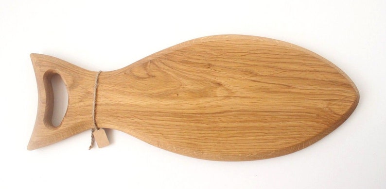 New HANDMADE Wood Oak French Country Wooden Serving Starter Plate Cutting Board FISH