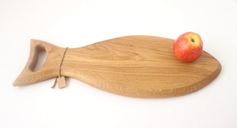 New HANDMADE Wood Oak French Country Wooden Serving Starter Plate Cutting Board FISH